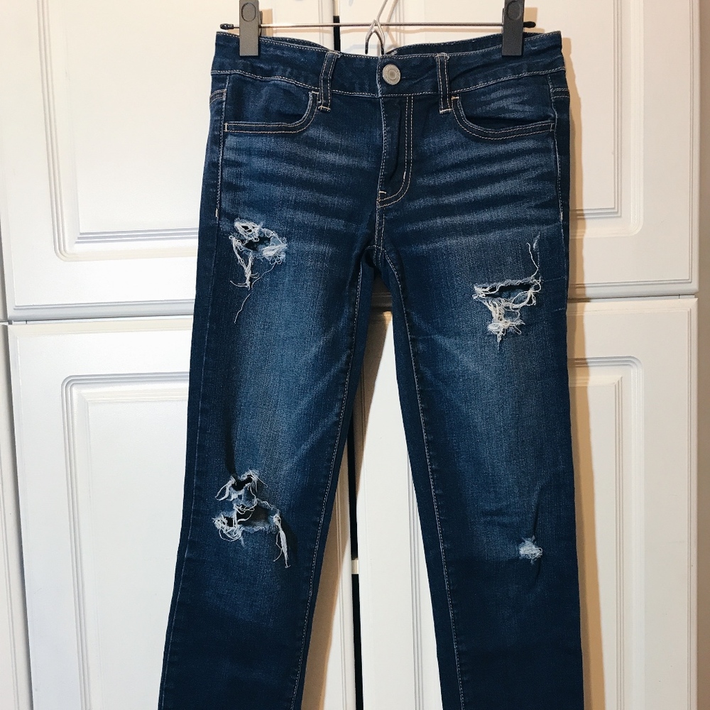 Dark Blue Distressed Skinny Jean's